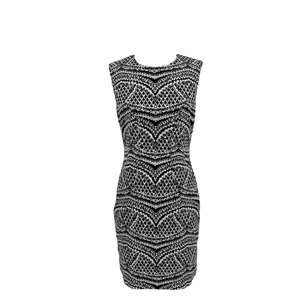 Diane von Furstenberg Pentra Sheath Dress Black White Size 8 Cocktail - Picture 2 of 10